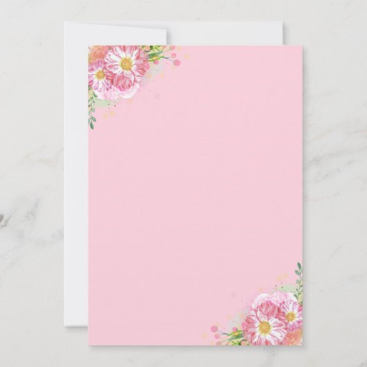 Sweet Pink Unicorn Face Girl's Birthday Party Kaart (Achterkant)