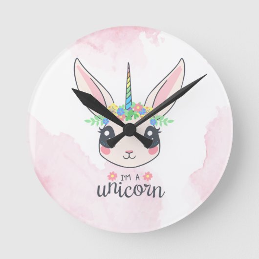 Sweet Pink Unicorn Ronde Klok (Voorkant)
