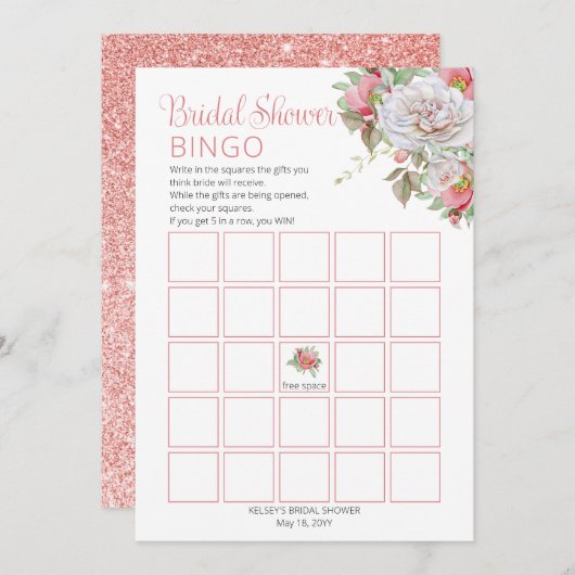 Sweet Pink |Vrijgezellenfeest van witte rozenbloem Kaart (Voorkant / Achterkant)