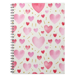 Sweet Pink Watercolor Hearts Notitieboek