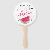 Sweet Pink Watermelon Verjaardagsfeestfoto Handwaaier (Voorkant)