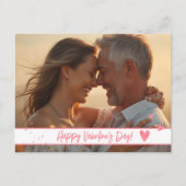 Sweet Pink waterverf Hartfoto Feestdagenkaart (Voorkant)