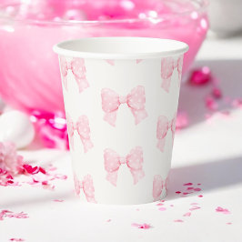 Sweet Pink Waterverf Polka Dot Bow Baby shower Papieren Bekers