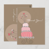 Sweet Pink Wedding Cake Bedankt Briefkaart (Voorkant / Achterkant)