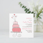 Sweet Pink Wedding Cake Chic Vrijgezellenfeest Inv Kaart (Staand voorkant)