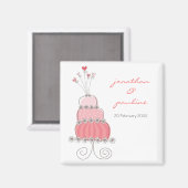 Sweet Pink Wedding Cake Whimsical Save the Date Magneet (Voorkant / Achterkant)