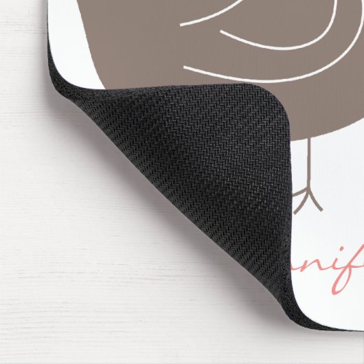 Sweet Pink Whimsical Cute Damask Chicks Mousepad Muismat (Hoek)