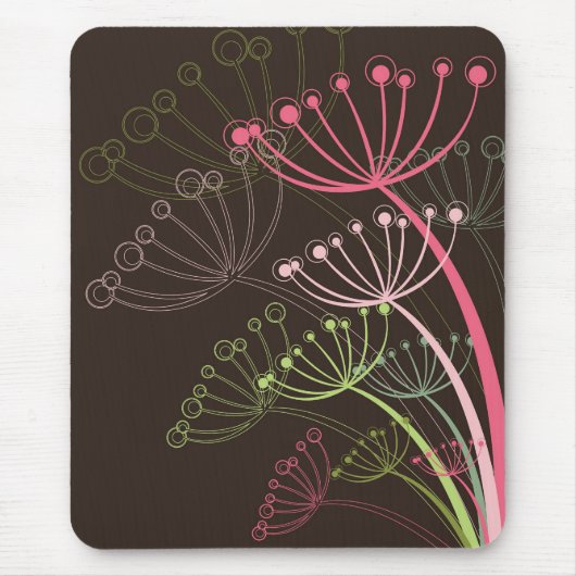 Sweet Pink Whimsical Dandelions Chic Floral Art Muismat (Voorkant)