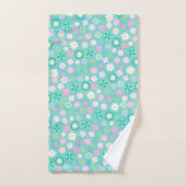 Sweet Pink White Blauwgroen Ditsy Floral Pattern Bad Handdoek (Handdoek)