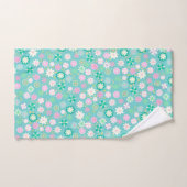 Sweet Pink White Blauwgroen Ditsy Floral Pattern Bad Handdoek (Handdoek)