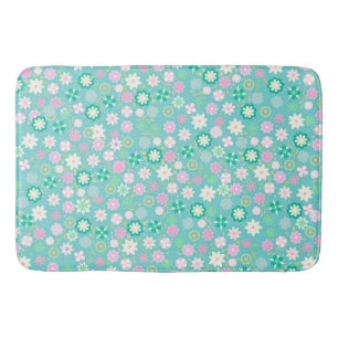 Sweet Pink White Blauwgroen Ditsy Floral Pattern Badmat