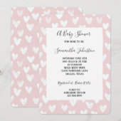 Sweet Pink White Hearts Baby Shower Kaart (Voorkant / Achterkant)