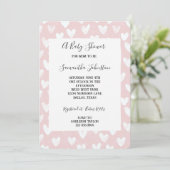 Sweet Pink White Hearts Baby Shower Kaart (Staand voorkant)