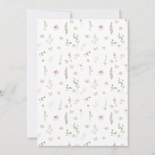 Sweet Pink Windflower Baby in Bloom Girl Shower Kaart (Achterkant)