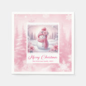 Sweet Pinkmas Christmas Scene Napkins Kids Holiday Servet (Voorkant)