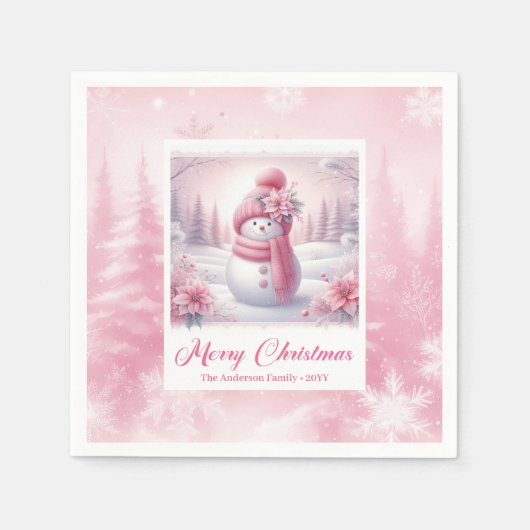 Sweet Pinkmas Christmas Scene Napkins Kids Holiday Servet (Voorkant)