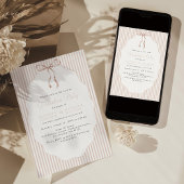 Sweet Pinstriped Beige Bow Joint Graduation Kaart