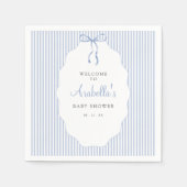 Sweet Pinstriped Blue Bow Baby Shower Servet (Voorkant)