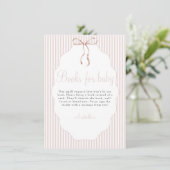 Sweet Pinstriped Bow Beige Books For Baby Informatiekaartje (Staand voorkant)