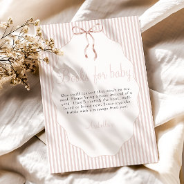 Sweet Pinstriped Bow Beige Books For Baby Informatiekaartje