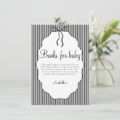 Sweet Pinstriped Bow Black Books For Baby Informatiekaartje (Staand voorkant)