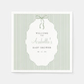 Sweet Pinstriped Green Bow Baby Shower Servet (Voorkant)