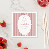 Sweet Pinstriped Red Bow Baby Shower Servet (Insitu)