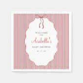 Sweet Pinstriped Red Bow Baby Shower Servet (Voorkant)