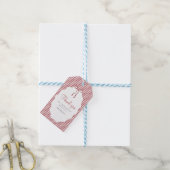 Sweet Pinstriped Red Bow Baby Shower Thank You Cadeaulabel (Met Touw)