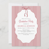 Sweet Pinstriped Red Bow Graduation Kaart (Voorkant)