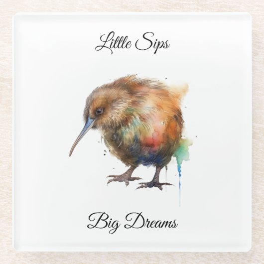 Sweet Pipi Kiwi, custom Glazen Onderzetter (Voorkant)