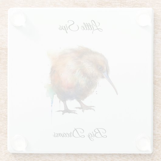 Sweet Pipi Kiwi, custom Glazen Onderzetter (Achterkant)