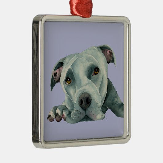 Sweet Pit Bull Terrier Dog Illustratie Metalen Ornament (Rechts)