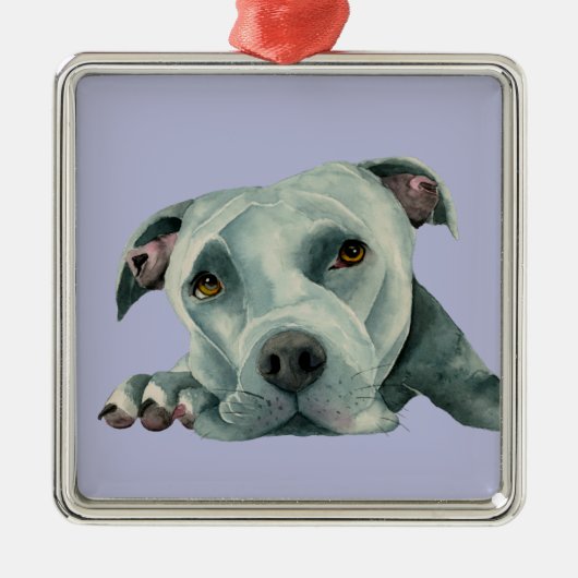 Sweet Pit Bull Terrier Dog Illustratie Metalen Ornament (Voorkant)