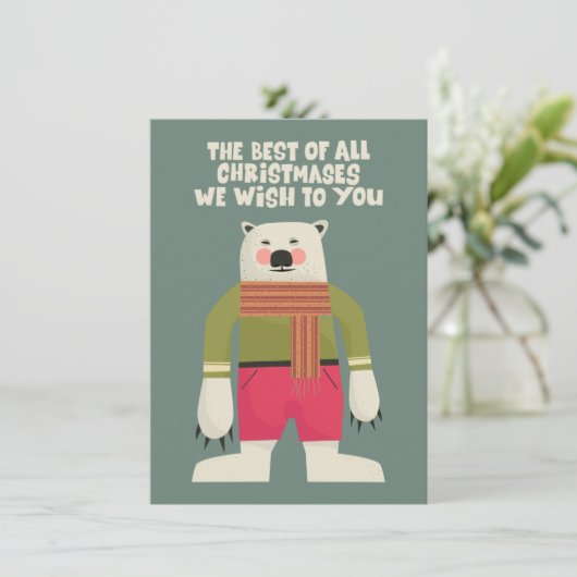 Sweet polar bear father - wonderful Christmas card (Staand voorkant)