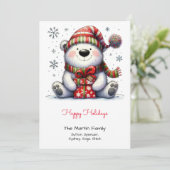 Sweet Polar Beer in een Santa Hat Happy Feestdagenkaart (Staand voorkant)