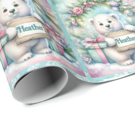 Sweet Polar Beer Personaliseer Naam Christmas Roll Cadeaupapier