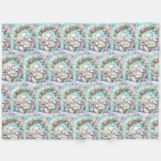 Sweet Polar Beer Personaliseer Naam Kerst Fleece Deken