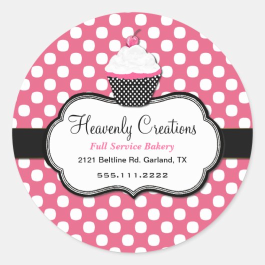 Sweet Polka Dot and Cupcake Bakery Sticker (Voorkant)