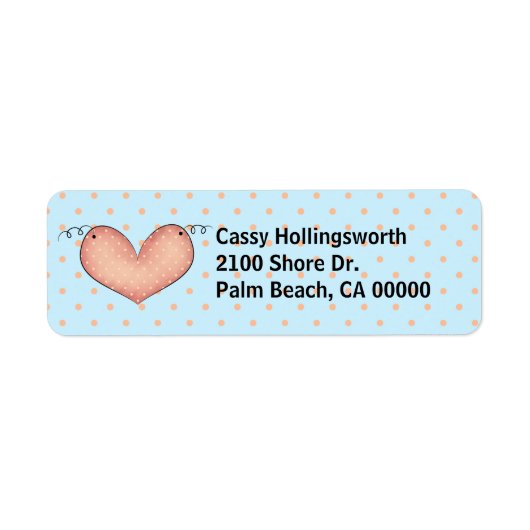 Sweet Polka Dots & Heart Return Adres Label (Voorkant)