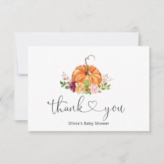 Sweet pompoen baby shower bedankt je kaart (Voorkant)