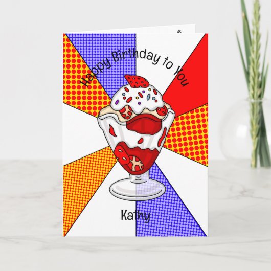 Sweet Pop Art Birthday Card Ice Cream Sundae Kaart (Voorkant)