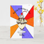Sweet Pop Art Birthday Card Ice Cream Sundae Kaart (Gele Bloem)