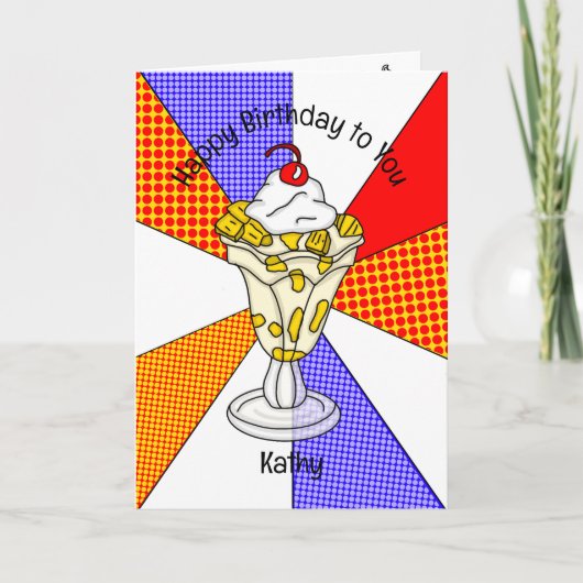 Sweet Pop Art Birthday Card Ice Cream Sundae Kaart (Voorkant)