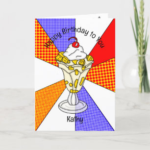 Sweet Pop Art Birthday Card Ice Cream Sundae Kaart
