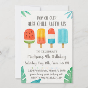 Sweet Popsicle Party verjaardagsuitnodiging Kaart