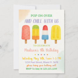 Sweet Popsicle verjaardagsuitnodiging voor kindere Kaart