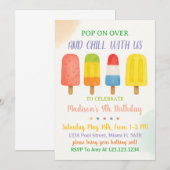 Sweet Popsicle verjaardagsuitnodiging voor kindere Kaart (Voorkant / Achterkant)