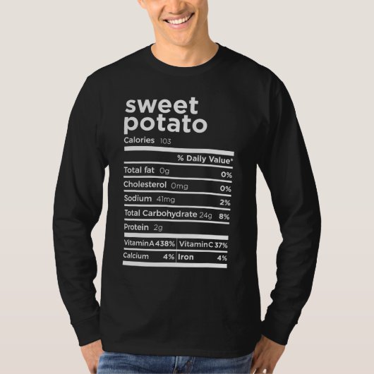 Sweet Potato Nutrition Facts Funny Thanksgiving Co T-shirt (Voorkant)