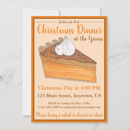 Sweet Potato Pie Kerstmis Thanksgiving Diner Kaart (Voorkant)